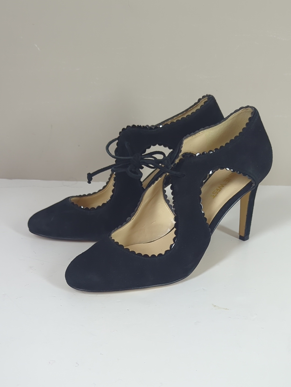 Nine West Classic Black Suede Lace-Up Pump - Women Shoes Mary Jane 7